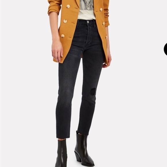 REDONE High Rise Ankle Crop Jeans in Lived In Black Size 26 - Picture 11 of 11